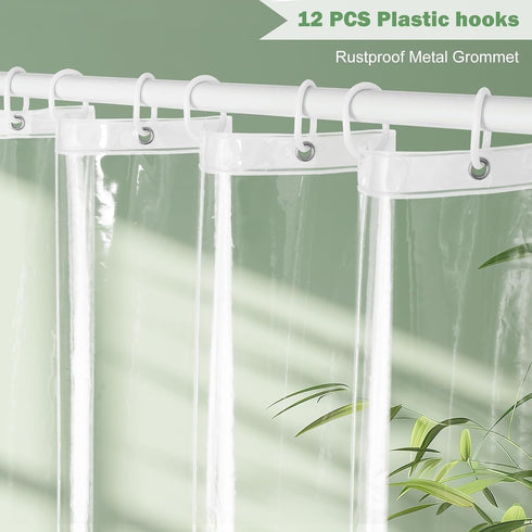 UFRIDAY Stall Clear Shower Curtain Liner 48 x 72 inches,Heavy Duty Liner Waterproof Transparent Shower Curtain for Bathroom PEVA with 3 Magnets Bo...