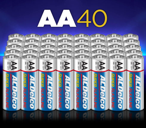 ACDelco 40-Count AA Batteries, Maximum Power Super Alkaline Battery, 10-Year Shelf Life, Reclosable Packaging, Blue...
