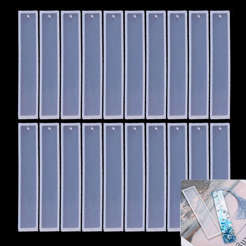 20 Pack Rectangle Silicone Bookmark Mold, DIY Bookmark Mould Making Epoxy Resin Jewelry DIY Craft Transparent Resin Mould Student Gift, 5.5 Inch...
