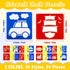 24 Pieces Stencils for Kids 5.9 x 5.5 Inches Drawing Stencils Chalk Stencils Large Washable Vehicles Themed Primary Shape Template for Kids Toddle...