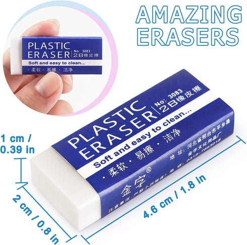 Tamaki 12 Pack Pencil Erasers, Large White Erasers for School Office, Art Erasers for Drawing...