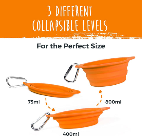 Mighty Paw Collapsible Travel Dog Bowl Set - Silicone Food and Water Bowls - Bonus Carabiner Clip - Ideal Hiking Bowl - Camping - Walking - Lightw...
