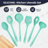 Culinary Couture Aqua Sky Silicone Cooking Utensils Set - Sturdy Steel Inner Core - Spatula, Mixing & Slotted Spoon, Ladle, Pasta Server, Drainer ...