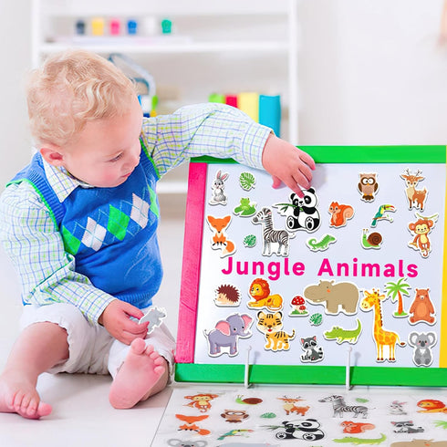 MARFOREVER 50 PCS Jungle Animals Window Gel Clings Stickers Removable and Reusable Window Clings Decals Thick Gel Clings for Adults Kids Classroom...
