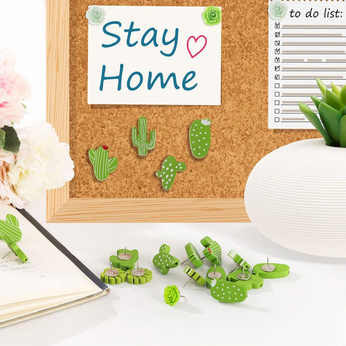 40 PCS Decorative Push Pins Set, Cactus Palm Leaf Camellia Rose Thumb Tack Decorative Cute Push pins for Cork Board Bulletin Board Maps Photos Wal...