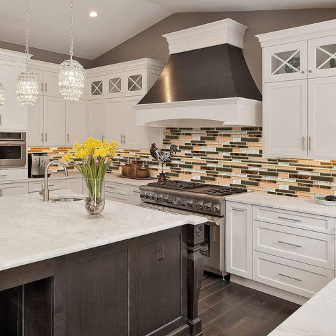 Livebor Brown and Gray Peel and Stick Backsplash Kitchen Wallpaper 11.8inch x 196.8inch Bathroom Wallpaper Kitchen Backsplash Waterproof Contact P...