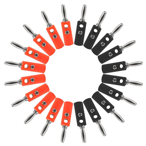 20pcs 4mm Banana Plug Audio Speaker Cable Connector Male Audio Speaker Cable Connector Support 12 AWG to 20 AWG Wires, 10pcs Red + 10pcs Black...