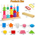 Montessori Toys for 2 3 4 Year Old Wooden Shape Matching Game & Lacing Beads Preschool Learning Activities Fine Motor Skills Toys Sorting Stacking...