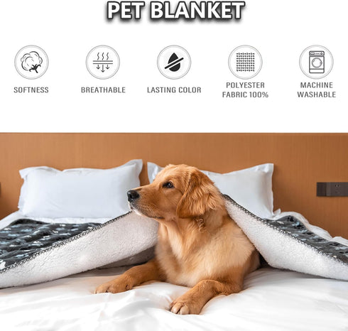 Waterproof Dog Blanket, Pattern Printing Super Soft Warm Fluffy Facecloth Sofa Car Bed Protector, Urine Proof Washable Outdoor Pet Blanket for Pup...