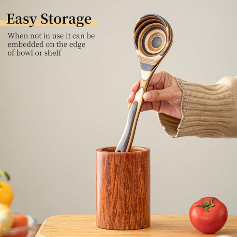 Gudamaye Pakkawood Deep Soup Ladles,Pakkawood Ladle,10.6 inch Big Soup Ladle for Cooking,Deep Ladle Spoons,Wood Kitchen Utensils Set, Wooden Spoon...