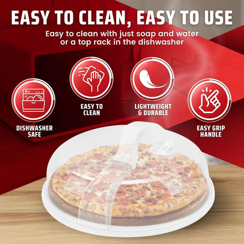 Flexzion 10.5 Inch Microwave Splatter Cover - BPA-Free Anti-Splatter Microwave Cover with Adjustable Steam Vent, Dishwasher Safe, Transparent Plas...