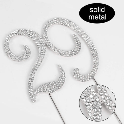 29 Years Birthday Cake Topper - New Best Crystal Rhinestone 29th Wedding Anniversary Or 29 Years Old Cake Topper Party Decoration Silver...