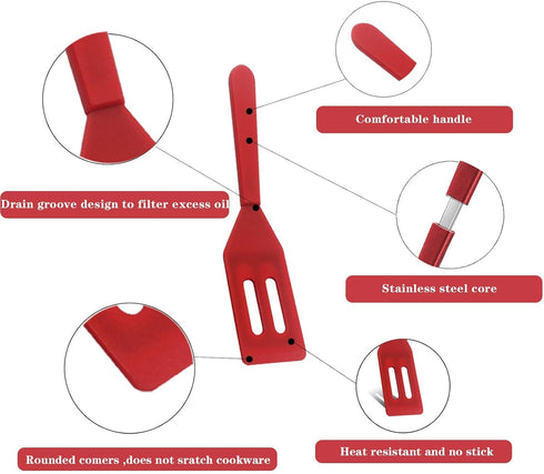 Mini Brownie Serving Spatula, Cookie Silicone Spatulas Flexible Nonstick Silicone Serve Turner Heat-Resistant for Flip Egg in Small Frying Pan Coo...
