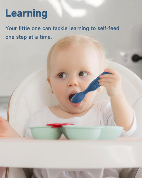 Baby First Spoons Set (2 Pack),Pre-Spoon Feeding Utensil for Kids Aged 6+ Months,Baby Led Weaning (BLW) Teething Spoon-Self Feeding,Silicone Toddl...