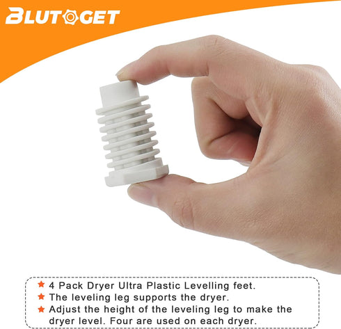 49621 PS1609293 Dryer Leveling Leg feet by Blutoget - Replaces W10823505 AP4295805 PS1609293 EAP1609293 (Pack of 4) - Compatible for Whirlpool Dryer Legs Gew9200lw1 Aed4475tq0 Gew9250pw1 Ced126sxq1