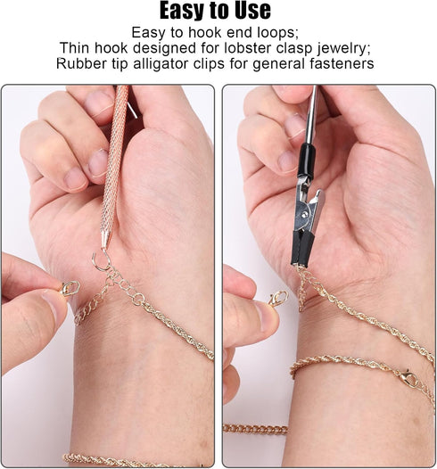 2pcs Bracelet Helper Tools, Bracelet Assistance Tool Bracelet Fastener Helper Tool Hook Quick Wear and Disassembly Jewelry Helper for Necklace Bra...