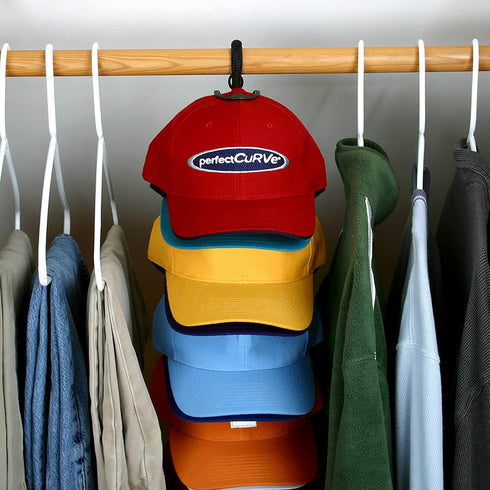 Perfect Curve Cap Rack System 36 – Baseball Cap Organizer (12 clips hold up to 36 caps,Black)...