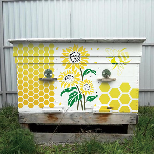 Bee Stencils for Painting on Wood Crafts Reusable A4 Honey Bee Honeycomb Stencil Art Paint on Wall Canvas Pattern Sunflower Paint Stencils for Car...