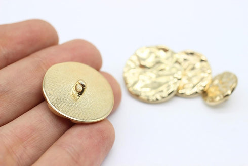 Wrinkle Gold Metal Shank Buttons - 12 Pcs - 4 Size Options - Luxury Wrinkle Round Wave Metal Shank Buttons for Men Women Blazer Coat Uniform Shirt...