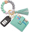 CEALXHENY Wristlet Bracelet Keychain Wallet, Silicone Bead House Car Key Ring Pocket Credit Card Holder...