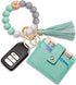 CEALXHENY Wristlet Bracelet Keychain Wallet, Silicone Bead House Car Key Ring Pocket Credit Card Holder...