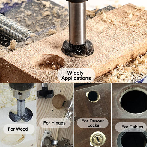 5/8 Inch Carbide Forstner Drill Bit, Carbide Tipped Forstner Bit for Hard Wood, Wood Drilling Hole Saw Set Woodworking Hinge Cutter Tool Kits for ...