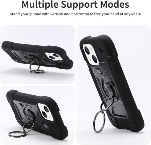 MARKILL Compatible with iPhone 14 Case/iPhone 13 Case 6.1 Inch with Built-in 360°Rotating Ring Stand, Military Grade Drop Protection Full Body Rug...
