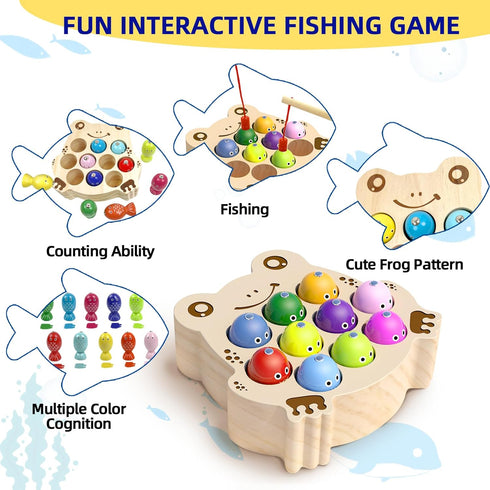 Wooden Magnetic Fishing game for Toddlers 1-3, Montessori Sensory Busy Board Educational Learning Fine Motor Skills Toys for 1 2 3 Years Old Boys ...