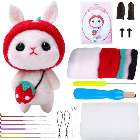BAGERLA 1 Set Animal Needle Felting Kit, Wool Needle Felting Beginner Kits with Instructions and Needle Felting Basic Tools, Needles, Finger Cots,...