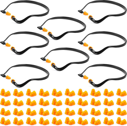 Hiboom 96 Pieces Banded Ear Plugs with Neck Band Silicone Hearing Bands Earplugs and Replacement Ear Buds for Shooting, Noise, Sleeping, Studying ...