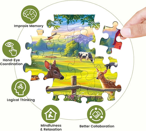 300 Pieces Puzzles for Adult Jigsaw Puzzle 300 Piece Puzzle Children Elderly Puzzle Deer Cow Farm Puzzle Gift for Mom Dad Family Friend Family Act...
