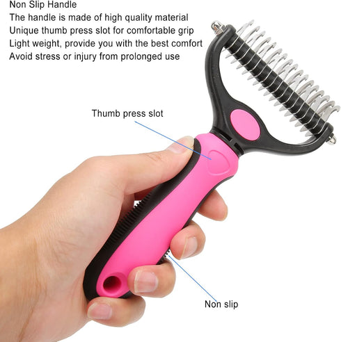 Undercoat Rake For Dogs,Double-Sided Dog Brush for Shedding,Dogs/Cats Professional Deshedding Brush,Removes Mats Tangled & Thinning Hairs with No ...