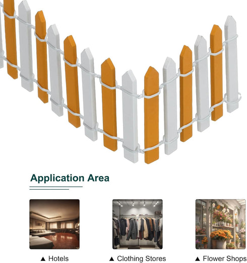 MECCANIXITY 4pcs 35 Inch Miniature Garden Fence, Mini Ornament Wood Picket Fence Decorative for Dollhouse Home DIY Crafts, Orange White, Light Blu...
