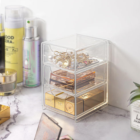 Small Desk Organizer with Drawer, Desktop Organization for Office Supplies, Jewelry Storage Box...