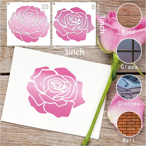 45pcs Flowers Stencils for Painting on Wood Crafts Reusable Tiny Cute Daisy Leaf Flower Stencil Art Paint on Wall Canvas Pattern Stencils for Card...