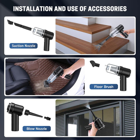Cordless Vacuum Cleaner, Mini Handheld Vacuum, Small Car Vacuum with LED, Electric Air Duster & Vacuum Cleaner 2 in 1 Rechargeable, Portable Vacuu...