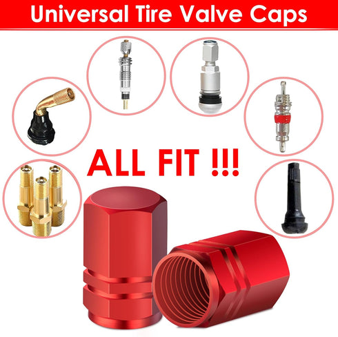 Red Auto Tire Valve Stem Caps: Tire Air Pressure Caps, Universal Schrader Valve Cap for Car Bike Truck Motorcycles...