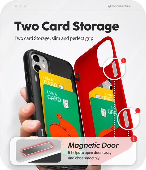 GOOSPERY Magnetic Door Bumper Compatible with iPhone 11, Wallet Case with Card Holder, Protective Dual Layer Bumper Phone Case - Red...