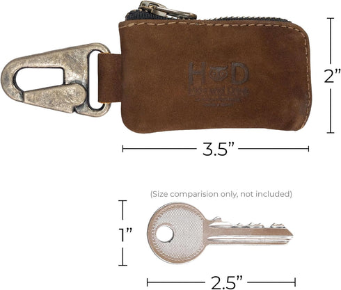 Hide & Drink, Car Key Holder with Keyring, Headphone & Charging Cables, Cash Zipper Case with Clasp, Full Grain Leather, Handmade, Swayze Suede...