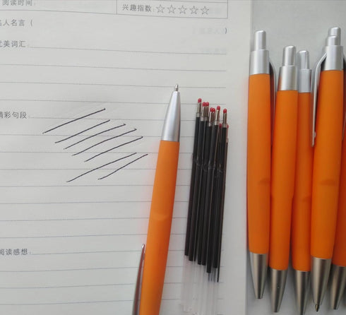 10 Ballpoint Pens,Retractable,Office Pens,1.0 mm Orange Pens Black Ink,Send 10 pcs ballpoint pen refills,Used for Office Writing Work Records.(Ora...