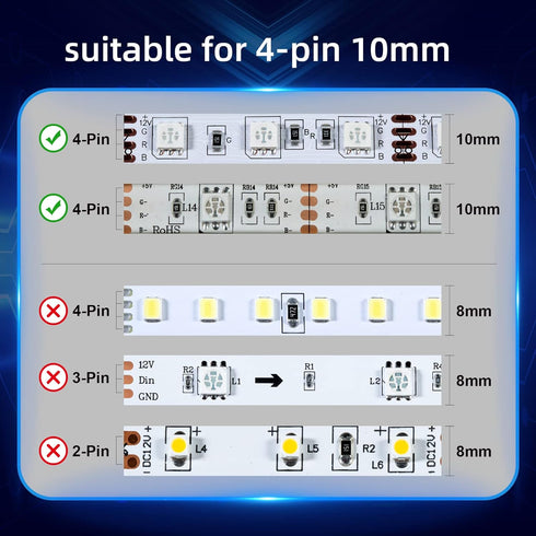 10PCS LED Strip Connectors - LED Light Connectors, 4 Pin 10mm LED Connectors for Strip Lights, LED Light Strip Connectors, LED Strip Light Connect...