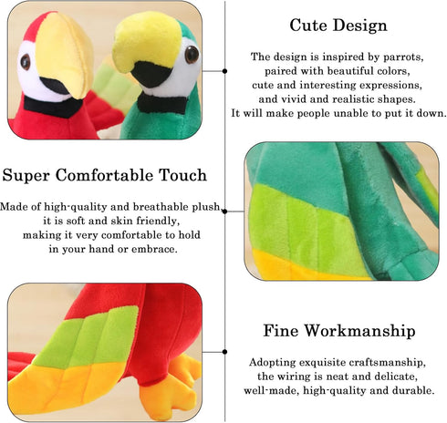 2PCS 7.9" Parrot Stuffed Animal Plush Bird Toy Cute Doll Gifts for Girls Boys...