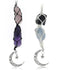 BOHO GARDEN Hanging Car Charm - 2-Pack Rose Quartz & Amethyst + Black Tourmaline & Blue Calcite - Dangling Moon & Healing Crystal Accessories, Rea...