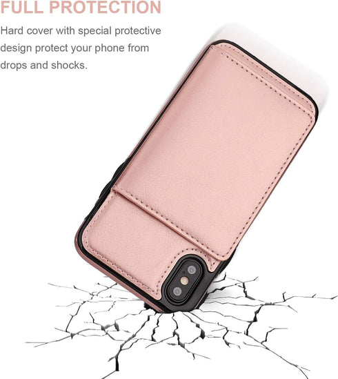 KIHUWEY Compatible with iPhone Xs/X Wallet Case Credit Card Holder, Premium Leather Kickstand Durable Shockproof Protective Cover for iPhone X/Xs ...