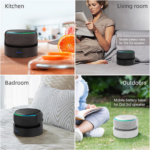 Battery Base for Echo Dot 3rd Gen Battery Stand Portable Charger for Dot 3rd & Google Mini 2 Back up Battery 8 Hours Play time, Not Include Speake...