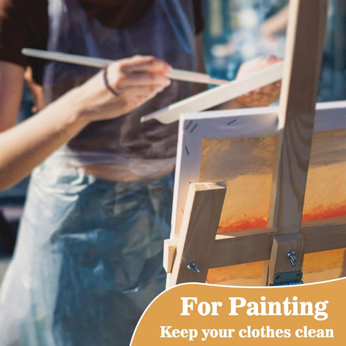 50 Plastic Disposable Aprons Adults - 4ft/120cm Thick Plastic Aprons Waterproof Kids Painting Smocks Eating Bibs Elderly Hair Dye Tattoo Grooming ...