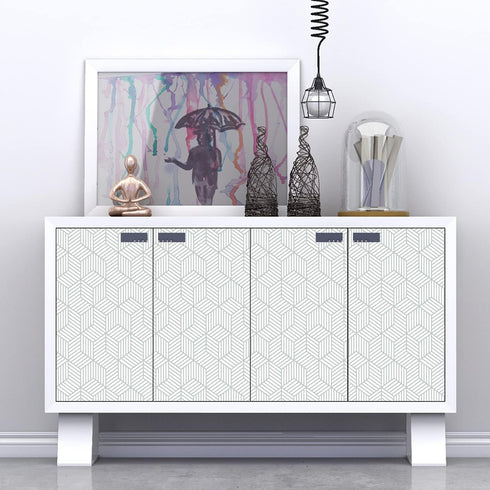 Peel and Stick Wallpaper Geometric Removable Wallpaper Self Adhesive Contact Paper for Furniture Refurbishment and Home Decorative (Silver- 17.7 i...