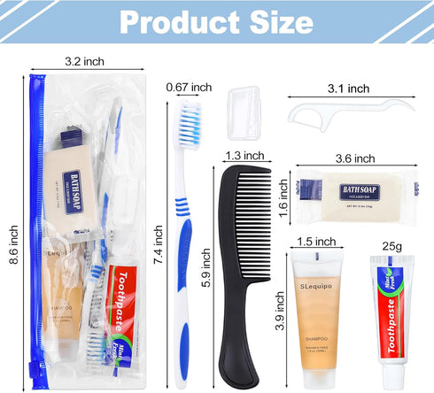 Hygiene Kit, Hygiene Kit Bulk, Individually Packed, Travel Hygiene Kit with Toothbrush, Toothpaste, Comb, Shampoo, Soap and floss picks, Suitable ...