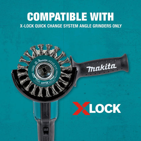 Makita D-72643 X-LOCK 4-1/2" Carbon Steel Full Cable Knotted Twist Wire Wheel...