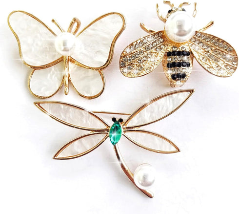 3 Pieces Golden Pearl Brooch Pins Animal Style for Hat Dress Bag Decoration Anti Glare Pin for Deep v Dress Elegant Gift for Friends Mother...